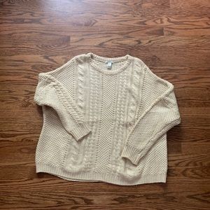 Cream Knit Oversize Sweater
